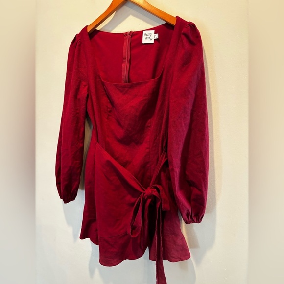 Princess Polly Red Sheath Mini Dress with Bishop Sleeves short fall euro summer - Picture 4 of 14